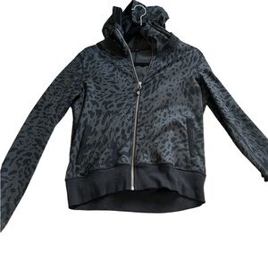 Lululemon leopard charcoal and black zip up